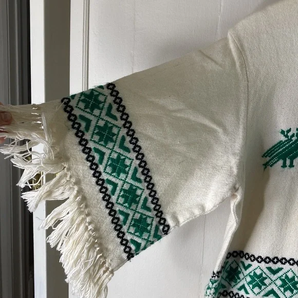 Vintage cream wool blend Mexican dress maxi - Picture 2 of 10